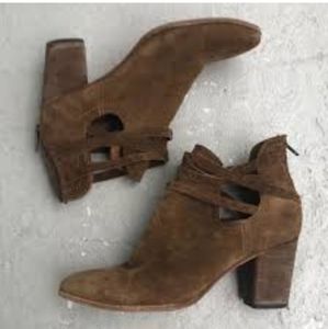 Frye Women's Naomi Pickstitch Chestnut Booties Boots Shoes Size 8